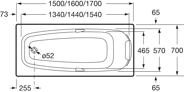 ванна SURESTE  акрил  / 150х70 /   ( бел ) , 