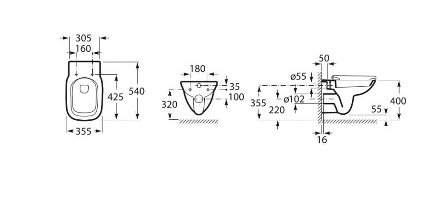 унитаз Debba подвесной  / 54х35,5х40 /   ( бел )  