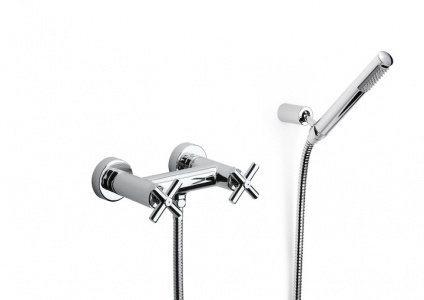 смеситель LOFT душ настенный двузахватный с душевым комплектом  ( хром ) 