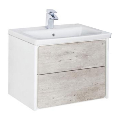тумба под раковину RONDA 70 2 ящика  / 67,7х41х48 /  ( бетон / белый глянец ) 