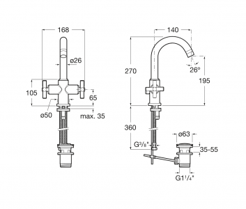 смеситель LOFT р-на двузахватный   ( хром )  