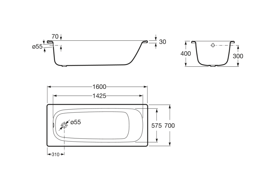 ванна CONTESA  / 160х70 /   ( бел )  