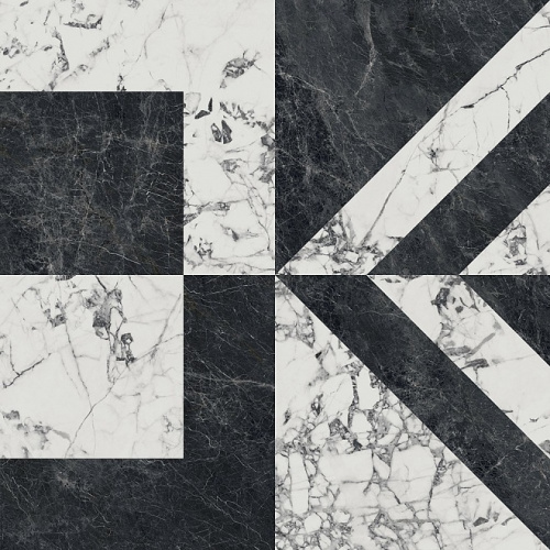 Бьянко Неро белый чёрный лаппатированный обрезной 119,5х119,5