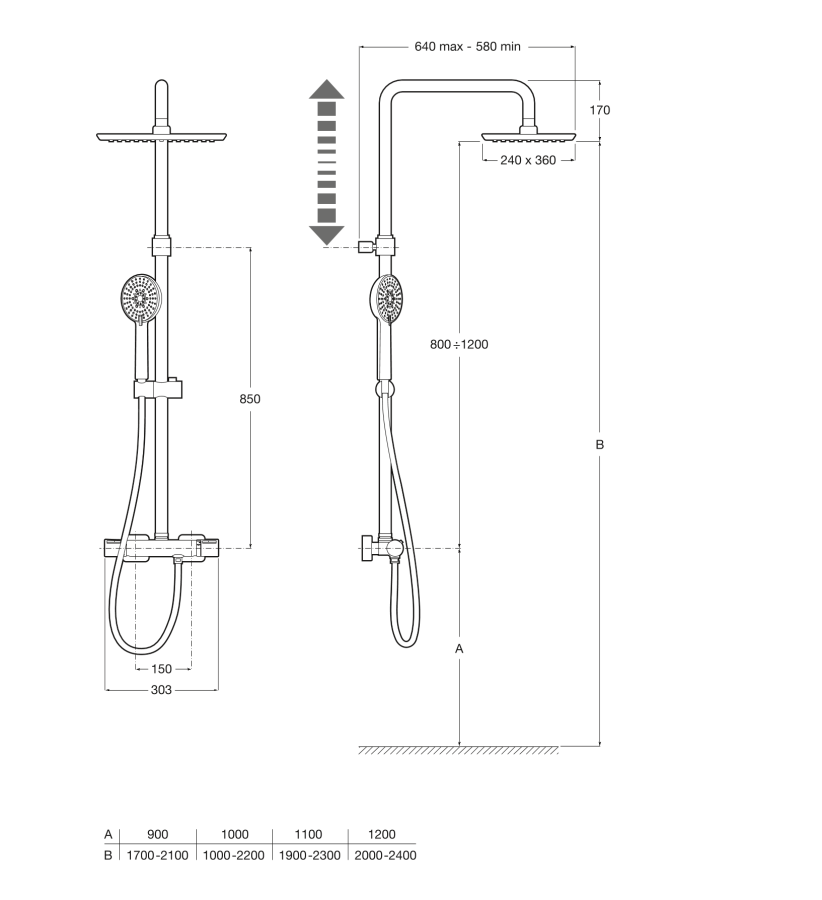  комплект душевой Even-T Square c термостатом ( хром )  