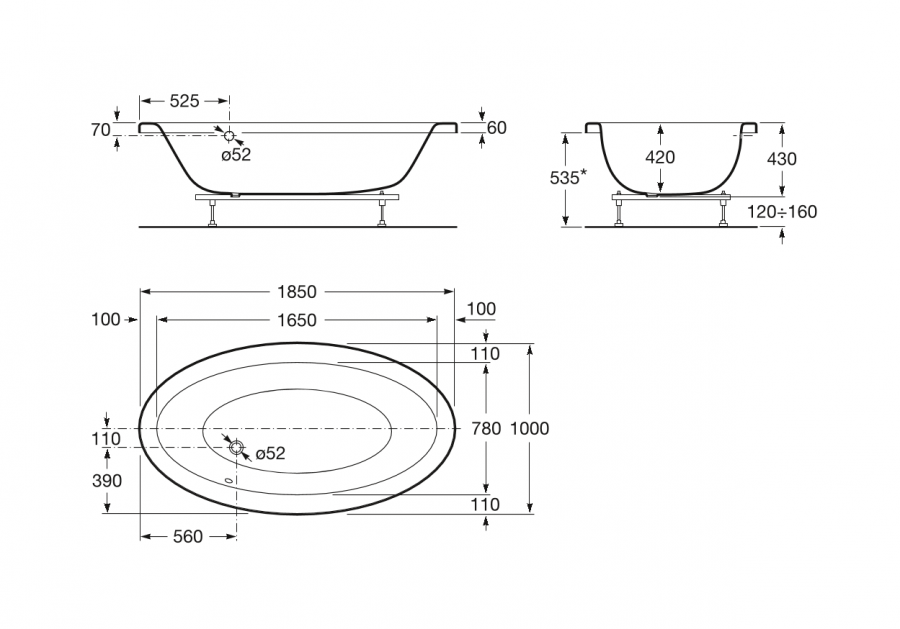 ванна GEORGIA акрил  / 185х100 /   ( бел .  )  