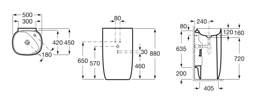 раковина отдельностоящая BEYOND  / 45х50 /  ( белый )  