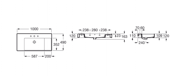 раковина на столешницу INSPIRA SQUARE UNIK,  / 100х49 /  ( белый )  