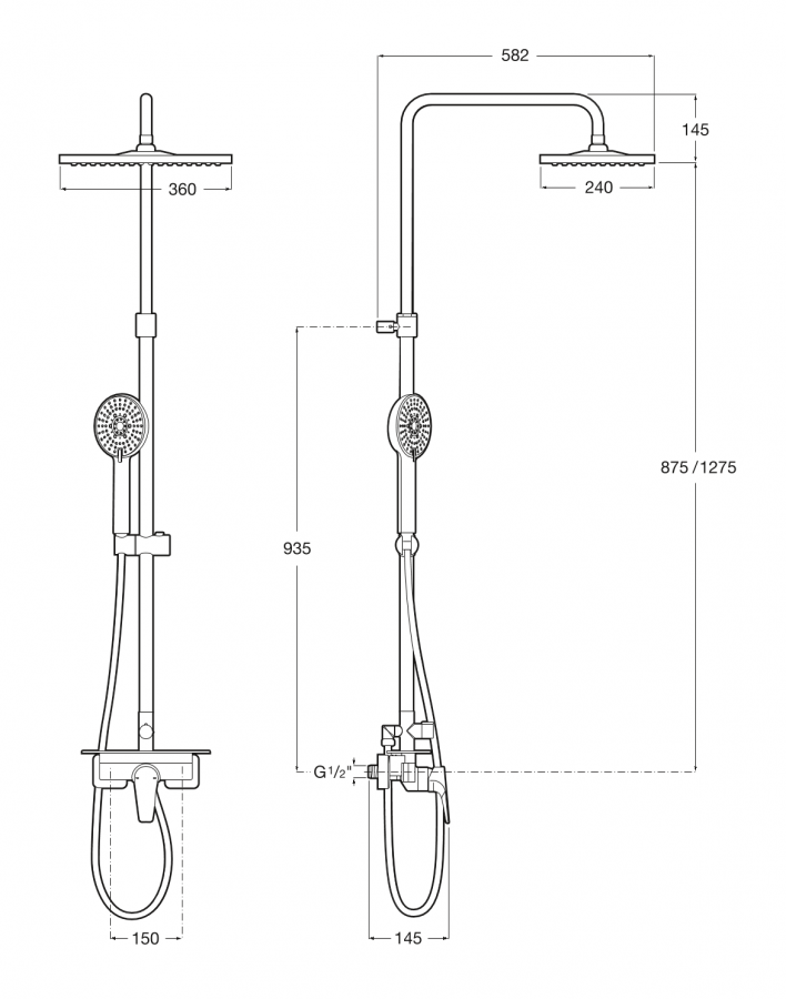 смеситель для душа EVEN-M с душевым гарнитуром  (хром)  