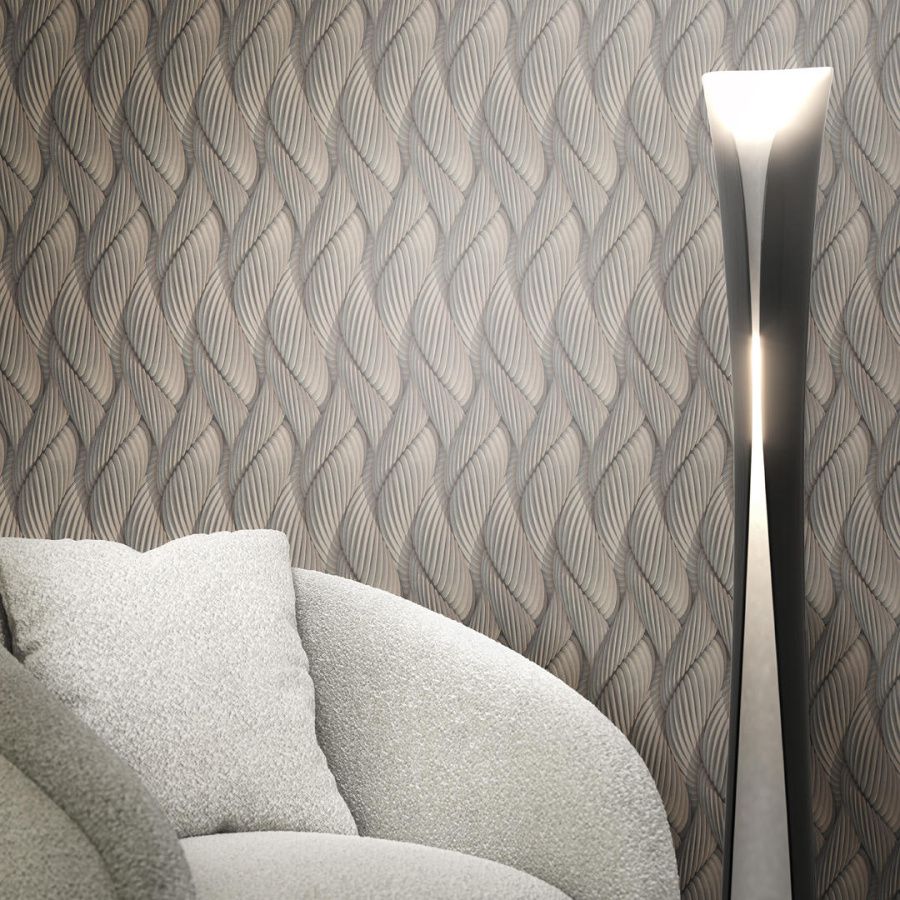 Обои виниловые на флизелиновой основе Трессаж мотив, коричневый 