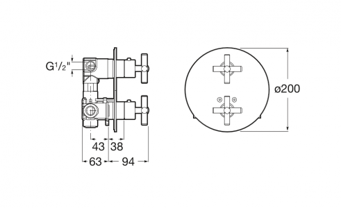 термостат LOFT встраиваемый для ванны / душа  ( хром )  