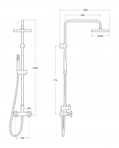 душевая панель LOFT с двухвентильным смесителем, глянцевая  ( хром )  