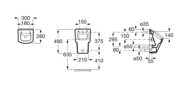 писсуар HALL с задним подводом воды, без крышкой  ( бел )  