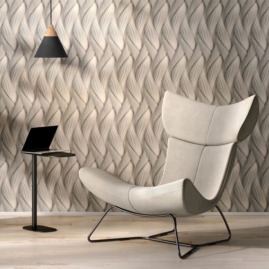 Обои виниловые на флизелиновой основе Трессаж мотив, коричневый 