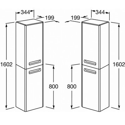 пенал GAP левый  / 34,4х19,9х160 /   ( белый глянцевый )  