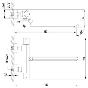 "Йети" Смеситель универсальный термостатический, хром 