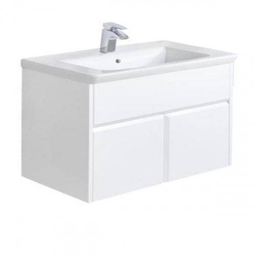 тумба под раковину UP 80 3 выдвижных ящика,сифон  / 77,7х40,2х55,5 /  ( белый глянец ) 