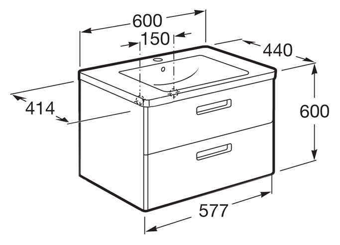 тумба под раковину GAP / 60x60x41,2 /  ( белый глянцевый )  