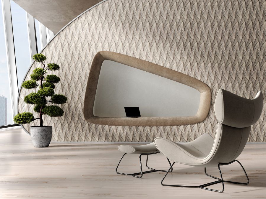 Обои виниловые на флизелиновой основе Трессаж мотив, коричневый 