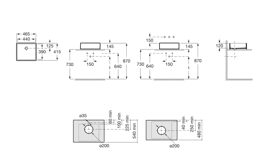 умывальник SOFIA  / 46 . 5x41 . 5 /   ( бел )  