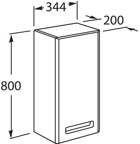 шкаф навесной GAP правый  / 34,4х20х80 /   ( белый глянцевый )  