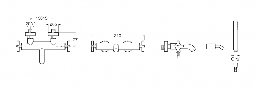 термостат LOFT ванна / душ с аксессуарами  ( хром )  