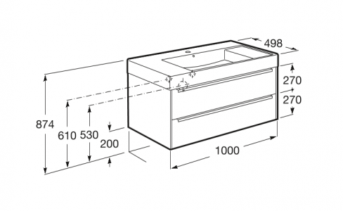 модуль +  раковина INSPIRA  / 100х50 /   ( бел . гл )  