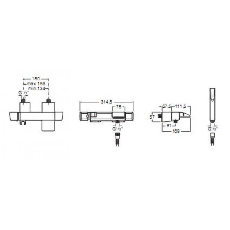 термостат THESIS для ванны и душа  ( хром )  