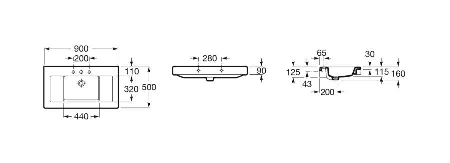 раковина STRATUM  / 90х50 /   ( бел )  