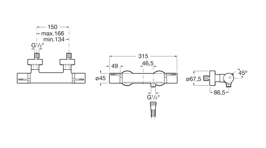 смеситель для душа с термостатом T‐1000   ( хром )  