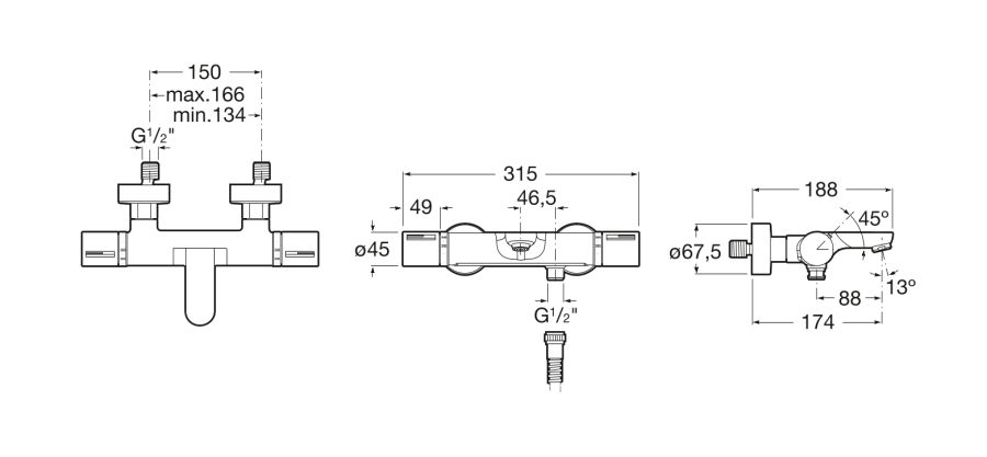 смеситель для ванны с термостатом T-1000  ( хром )  